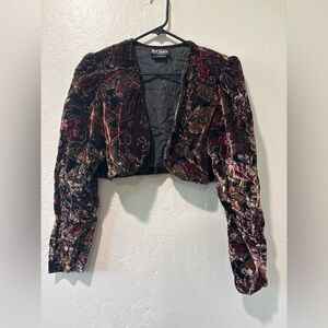 By Choice Vintage Brown Floral Velvet Small Jacket
